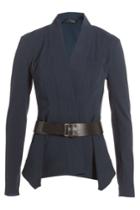Donna Karan New York Donna Karan New York Linen Jersey Blazer With Leather Belt - Blue