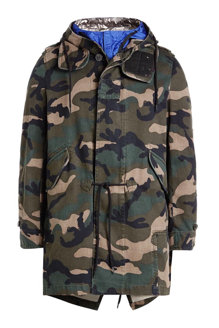 Valentino Valentino Tech Hood Camouflage Cotton Parka