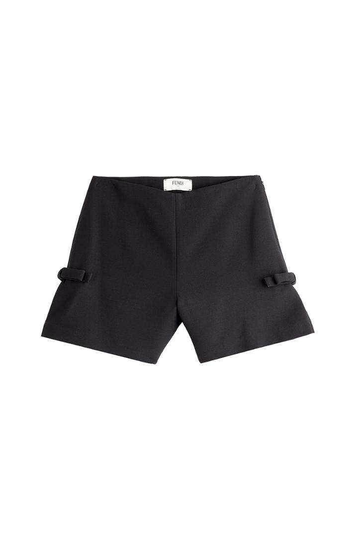 Fendi Fendi Wool-silk Twill Shorts With Bows - Black