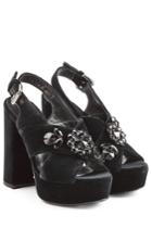Mcq Alexander Mcqueen Mcq Alexander Mcqueen Embellished Velvet Platform Sandals - Black