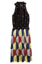 Marco De Vincenzo Marco De Vincenzo Silk Dress With Fringed Skirt - Multicolored