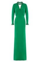 Emilio Pucci Emilio Pucci Floor Length Silk Gown With Embellished Neck And Cuffs - Green