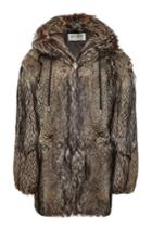 Saint Laurent Saint Laurent Hooded Fox Fur Coat