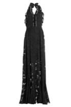 Preen By Thornton Bregazzi Preen By Thornton Bregazzi Floor Length Ruffled Dress With Crystal Embellishment - Black