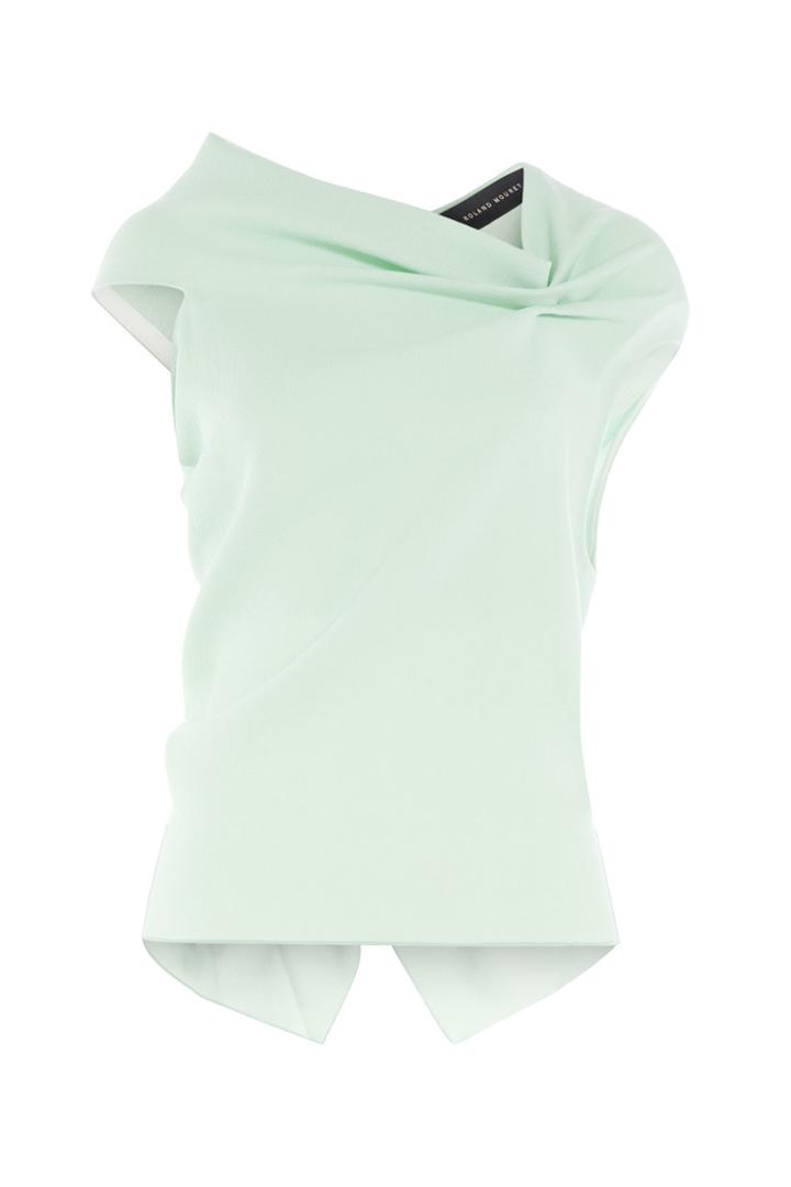Roland Mouret Roland Mouret Draped Wool Crepe Top With Open Back - Green