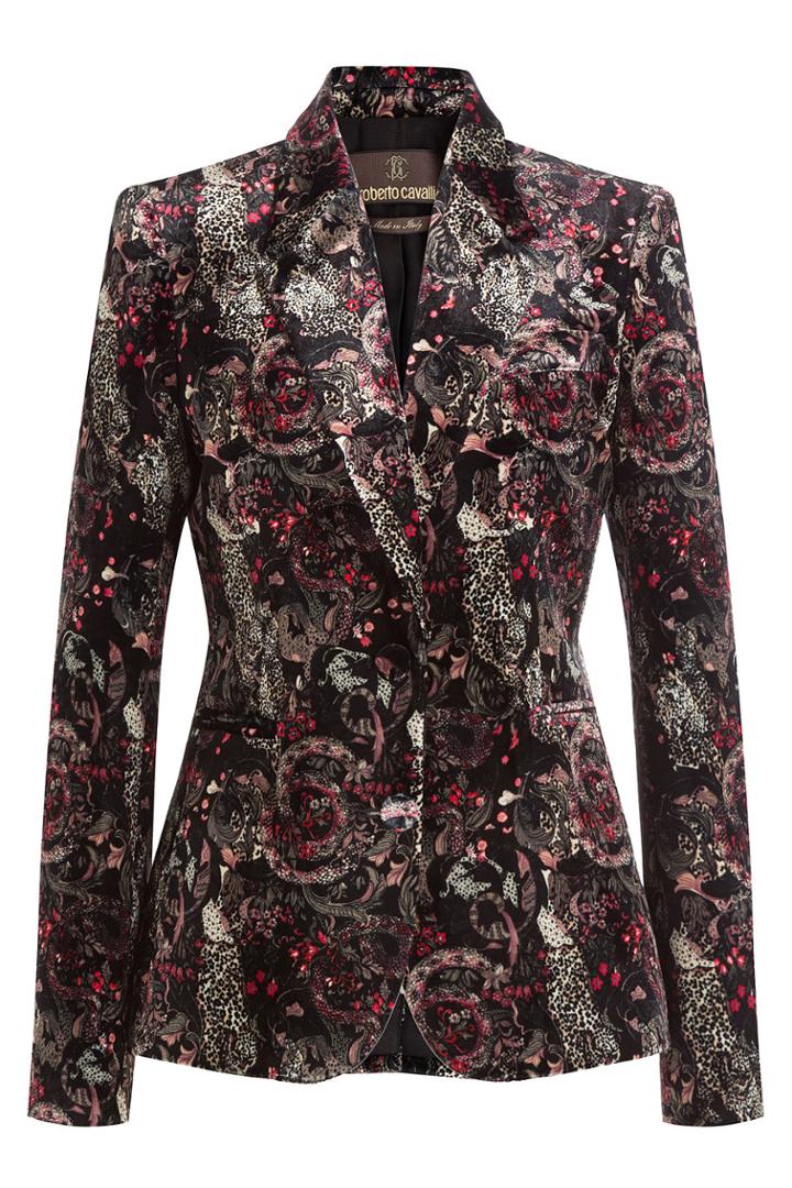 Roberto Cavalli Roberto Cavalli Printed Velvet Blazer - Multicolored