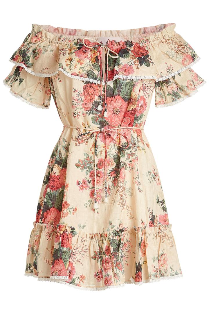 Zimmermann Zimmermann Laelia Off-shoulder Dress With Ruffles