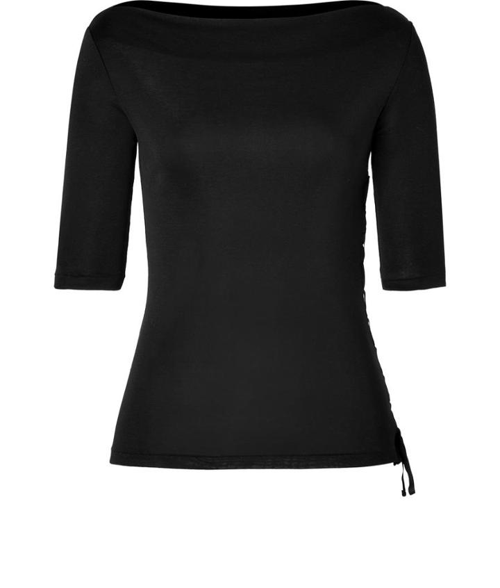 Ralph Lauren Black Label Cotton Sasha Boatneck Top In Black