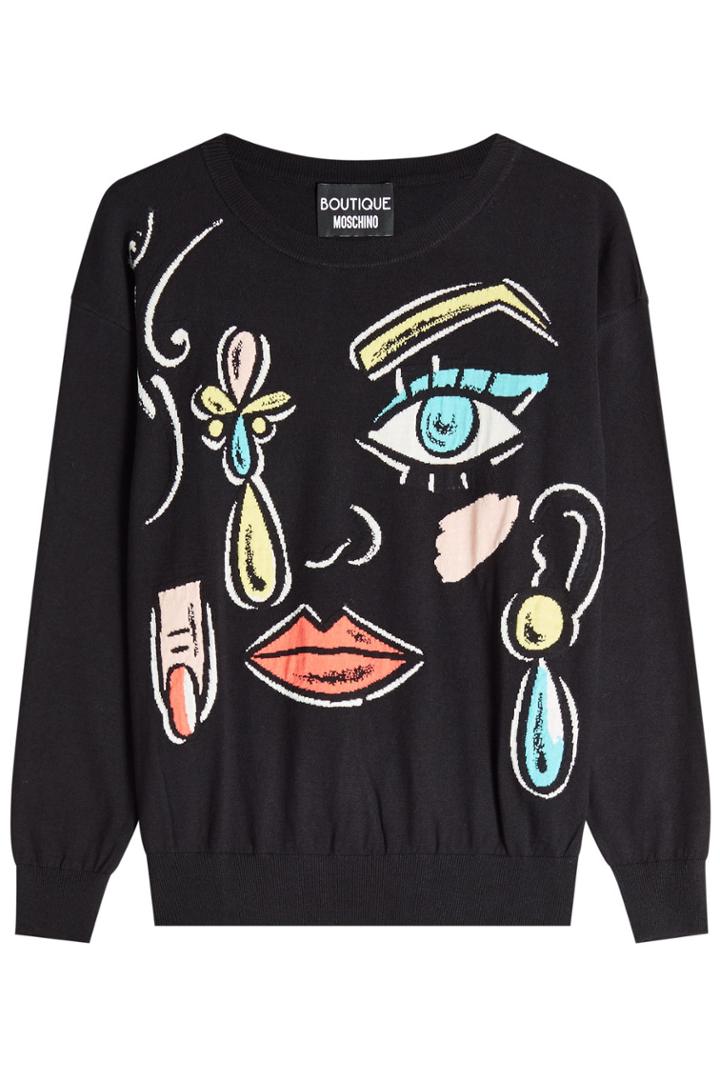 Boutique Moschino Boutique Moschino Printed Pullover With Virgin Wool And Cotton