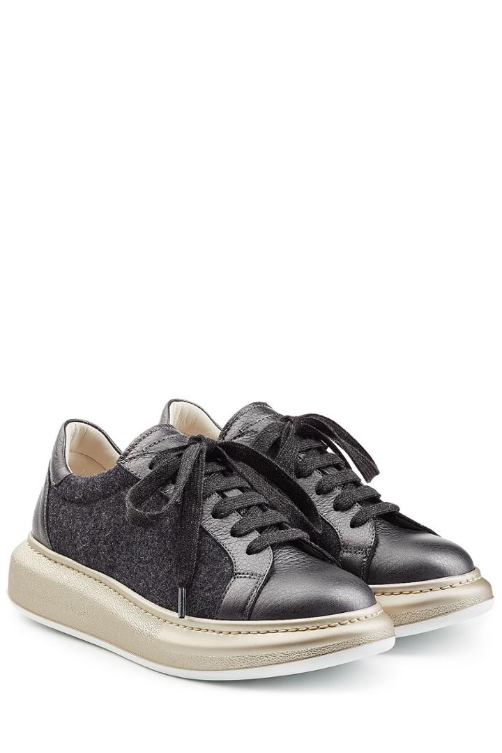 Brunello Cucinelli Brunello Cucinelli Platform Leather Sneakers - Black