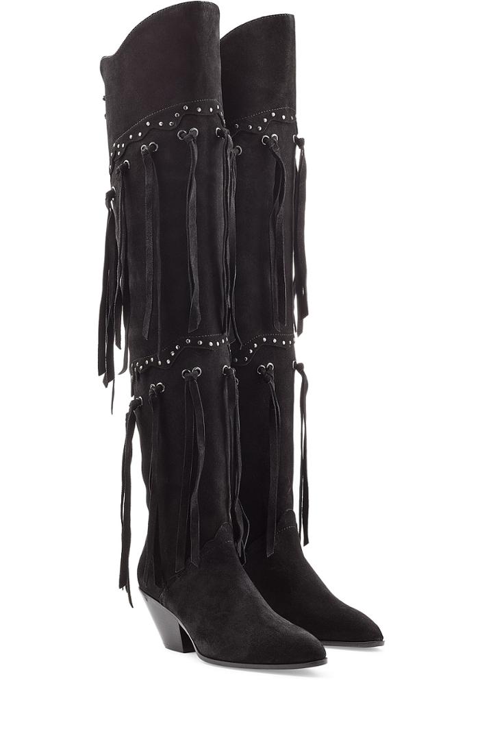 Giuseppe Zanotti Giuseppe Zanotti Fringed Over-the-knee Suede Boots - Black