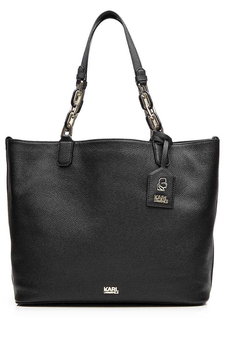 Karl Lagerfeld Karl Lagerfeld Grainy Leather Tote Bag - Black