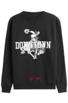 Off-white Off-white Cotton Sweatshirt With Downtown Print - Black