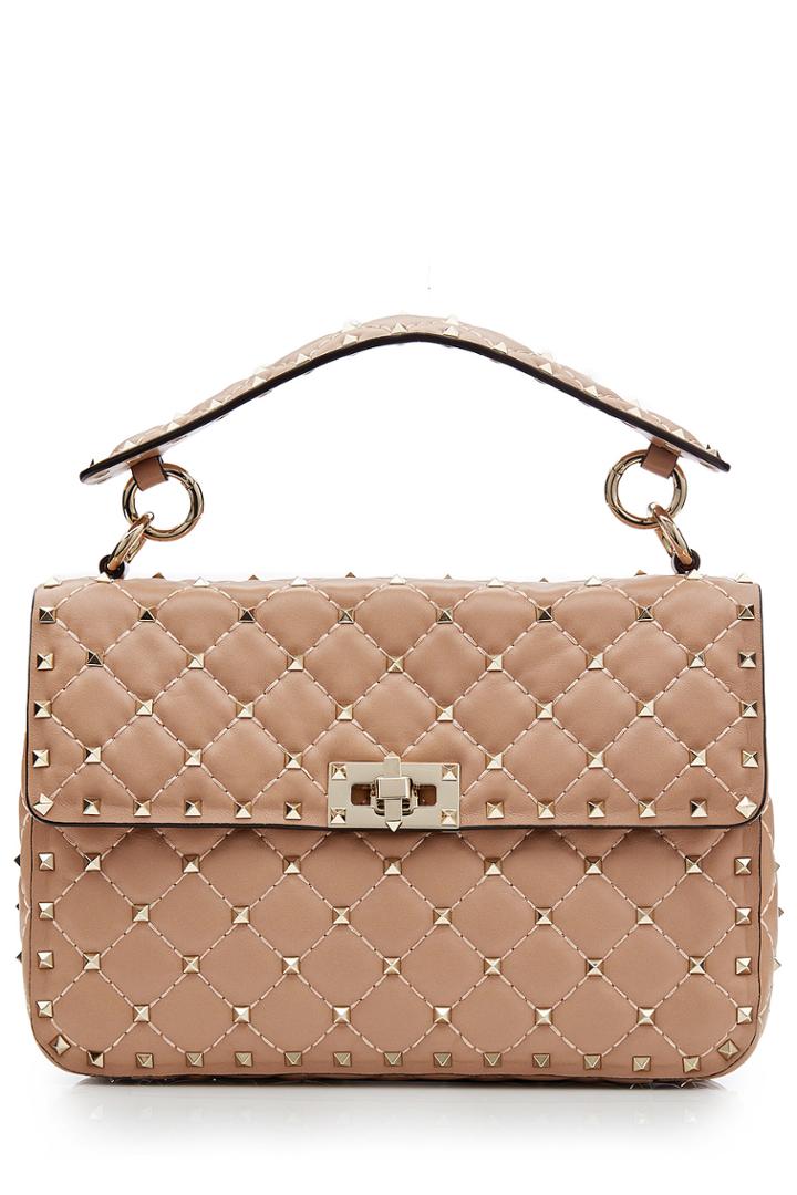 Valentino Valentino Rockstud Leather Tote - Beige