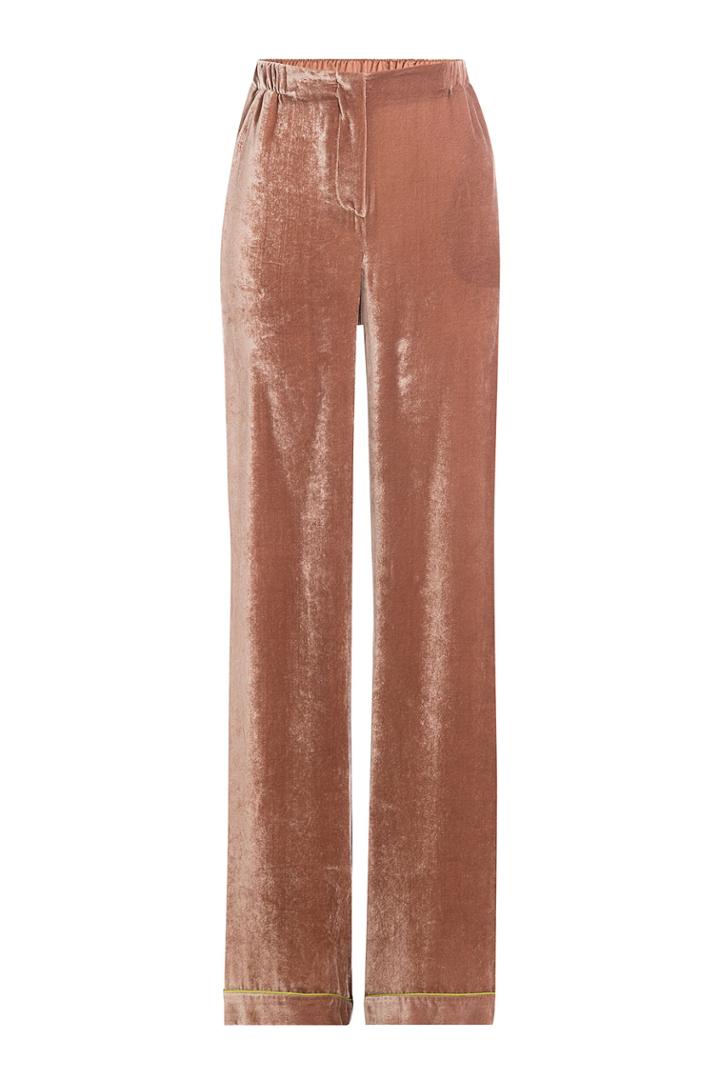 Alberta Ferretti Alberta Ferretti Crushed Velvet Wide Leg Pants - Pink