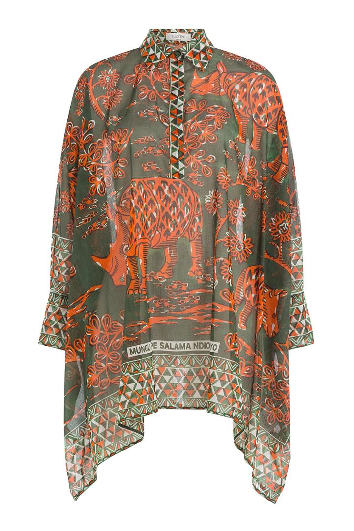 Valentino Valentino Printed Cotton Tunic Top - None