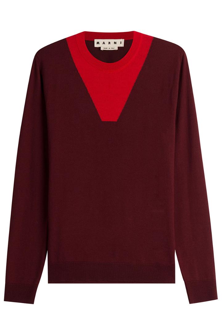 Marni Marni Colorblock Wool Pullover - Red