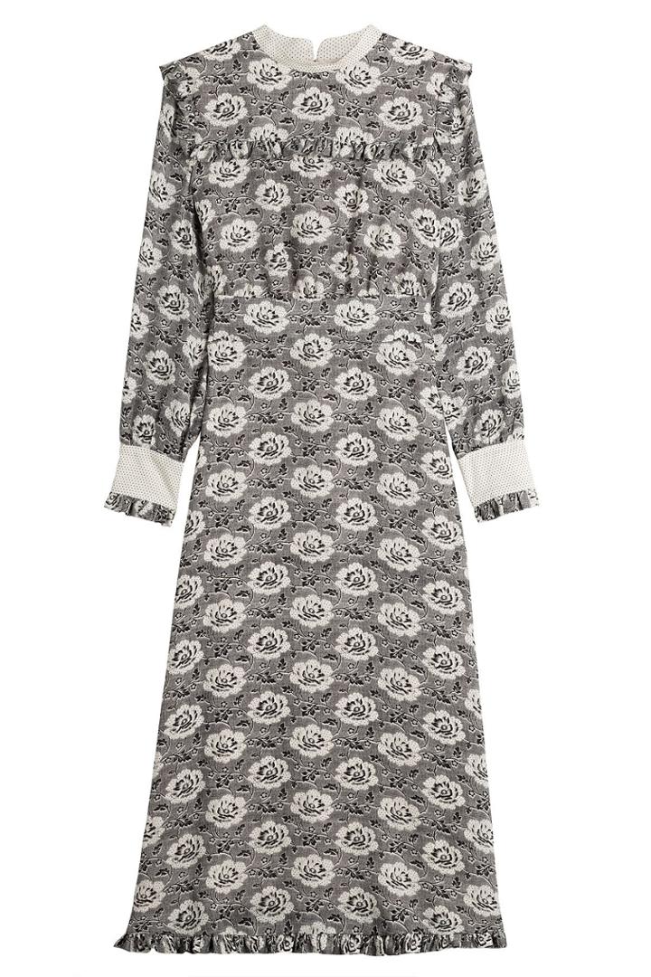 Vilshenko Vilshenko Printed Silk Dress With Oversized Collar