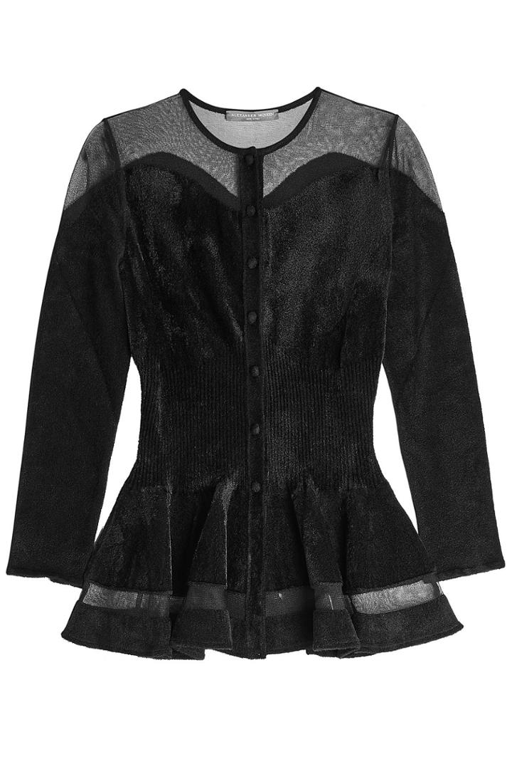 Alexander Mcqueen Alexander Mcqueen Chenille Cardigan With Sheer Panels