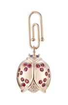 Aur Lie Bidermann Fine Jewelry 18kt Gold Ladybug Pendant With Diamonds/rubies/sapphire