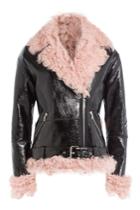 Sandy Liang Sandy Liang Leather And Shearling Biker Jacket - Black
