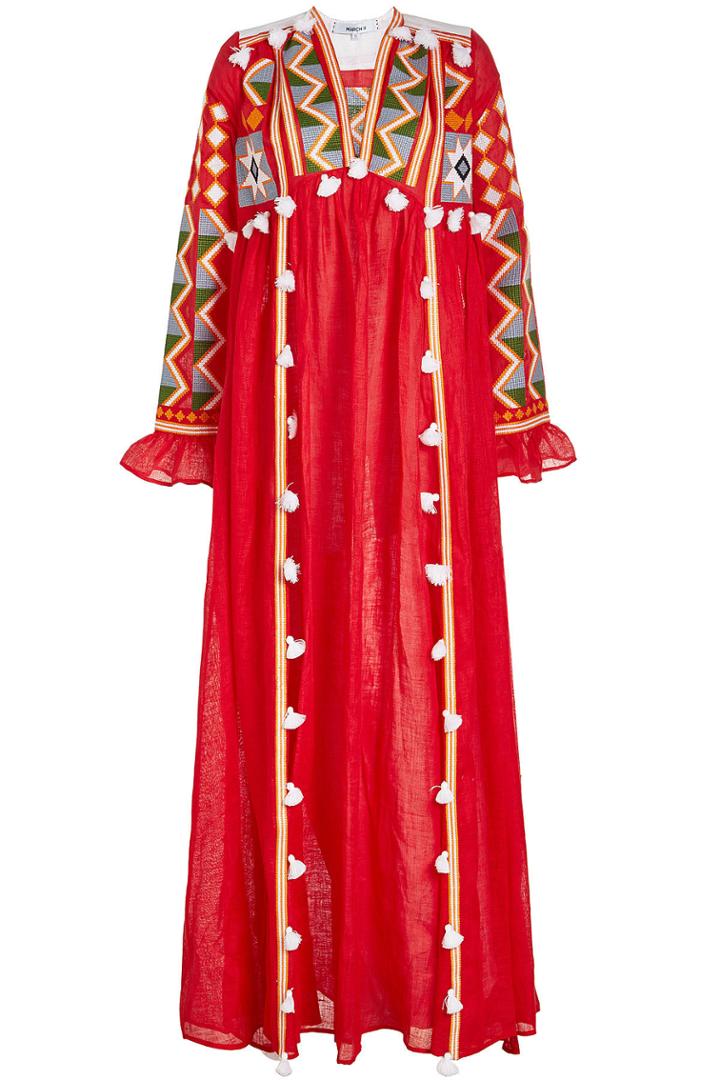 March11 March11 Kim Embroidered Linen Maxi Dress