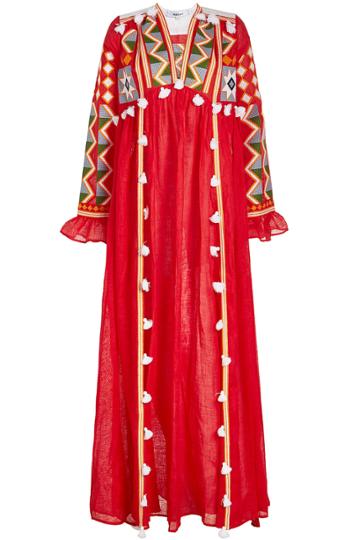 March11 March11 Kim Embroidered Linen Maxi Dress