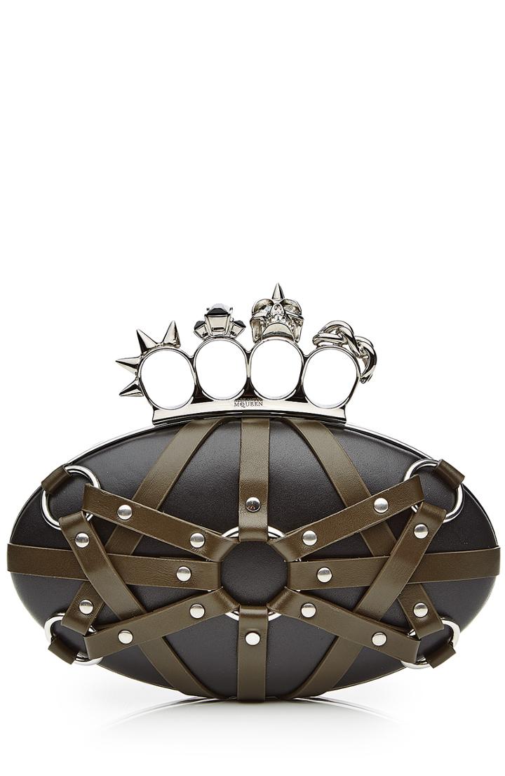 Alexander Mcqueen Embellished Leather Box Clutch