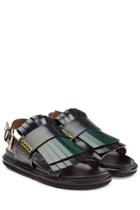 Marni Marni Leather Sandals With Fringed Front - Black