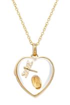Loquet Loquet 14kt Heart Locket With 18kt Charm, Diamonds And Citrine