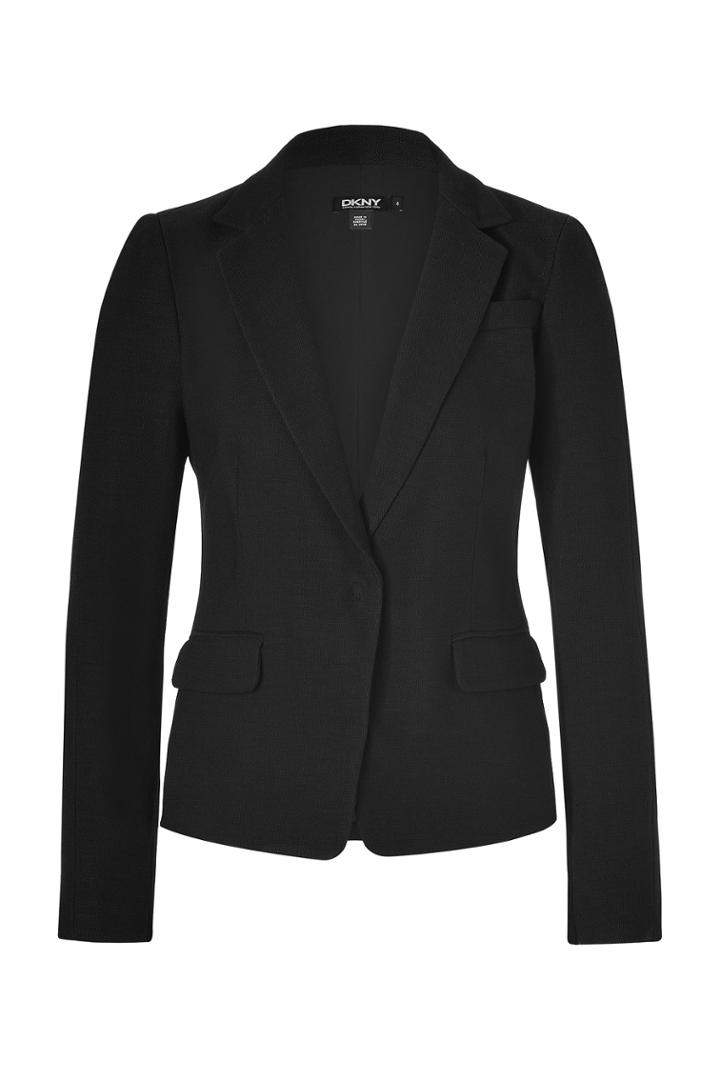 Dkny Dkny Black Textured Linen-blend Blazer - Black