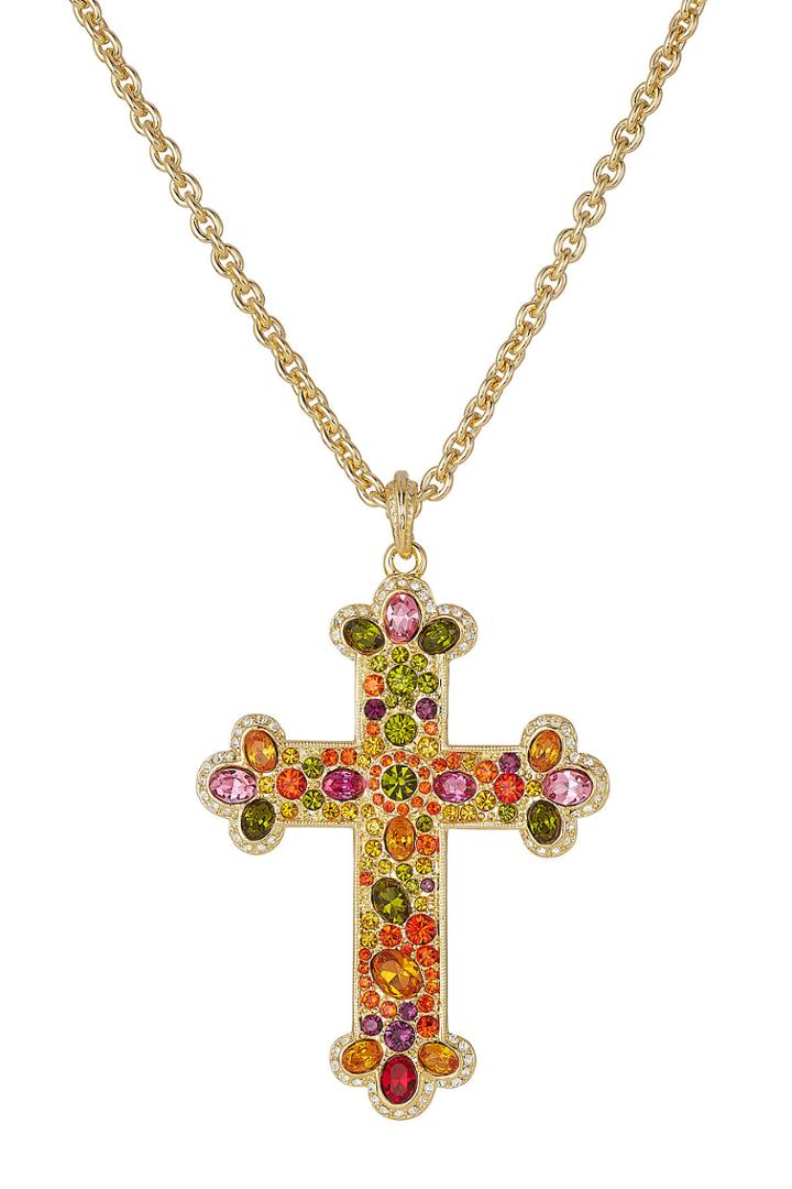 Kenneth Jay Lane Kenneth Jay Lane Multicolor Cross Necklace