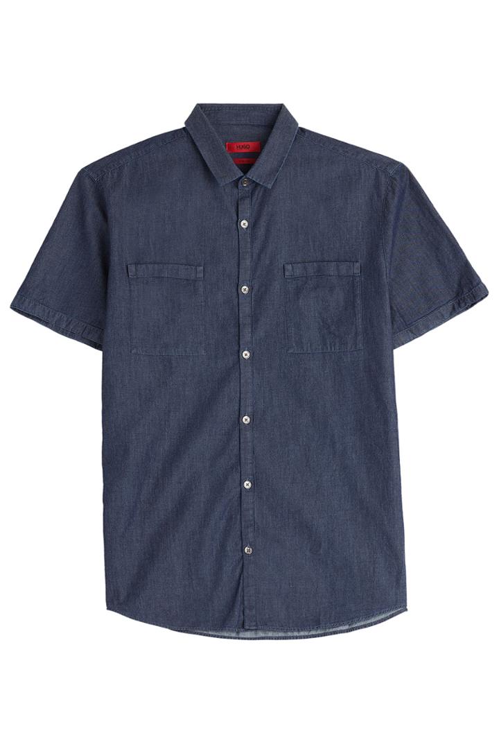 Hugo Hugo Denim Ettino Short Sleeve Button-down - Blue