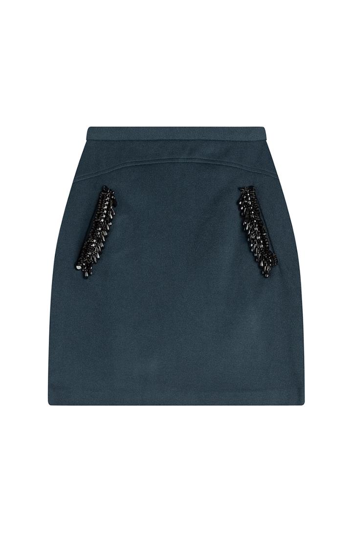 Steffen Schraut 5th Avenue Embellished Wool Skirt