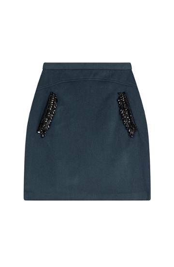 Steffen Schraut 5th Avenue Embellished Wool Skirt