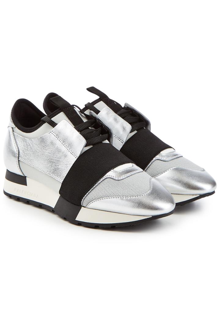 Balenciaga Balenciaga Race Runner Sneakers With Metallic Leather And Mesh