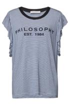 Philosophy Di Lorenzo Serafini Philosophy Di Lorenzo Serafini Logo Striped T-shirt With Ruffles