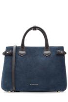 Burberry Shoes & Accessories Burberry Shoes & Accessories The Medium Banner Suede Tote - Blue