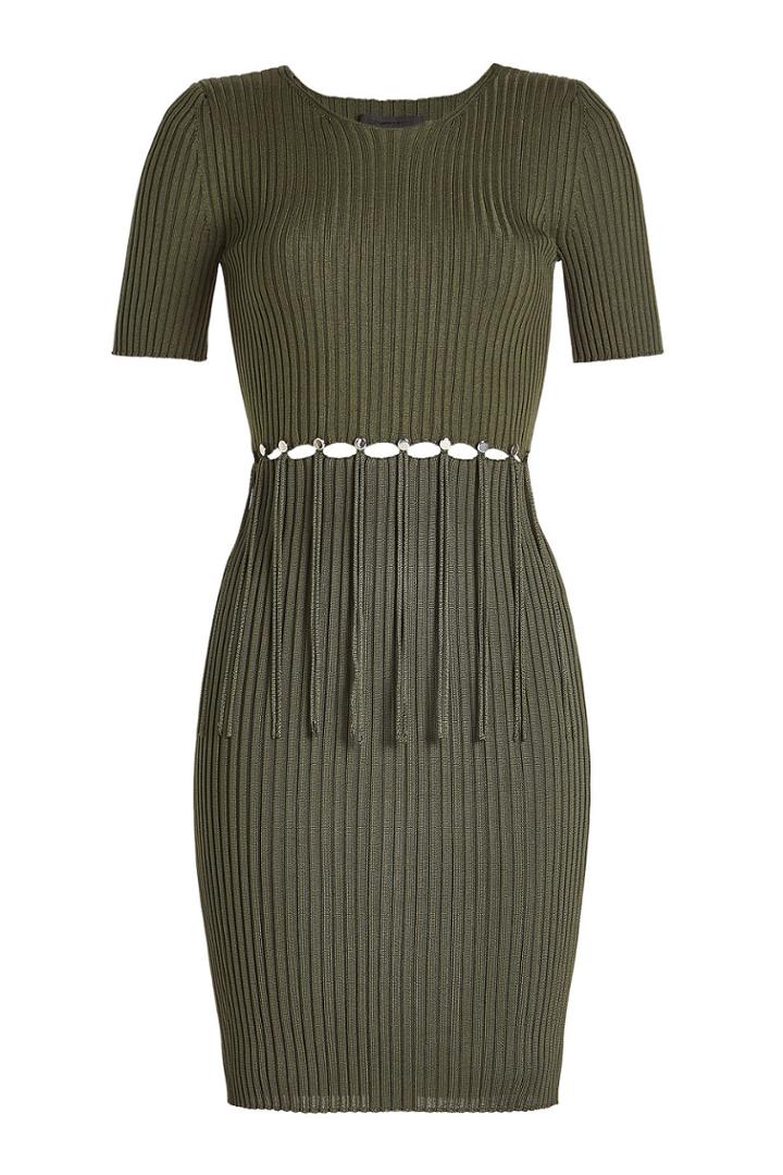 Alexander Wang Alexander Wang Ribbed Dress With Cut-out Detail And Embellishment