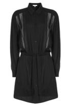 Iro Iro Shirt Dress With Sheer Inserts - Black
