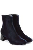 Jil Sander Jil Sander Velvet Blocky Heel Ankle Boots - Blue