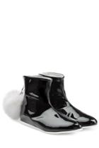 Joshua Sanders Joshua Sanders Patent Leather Boots With Fur Pom-pom