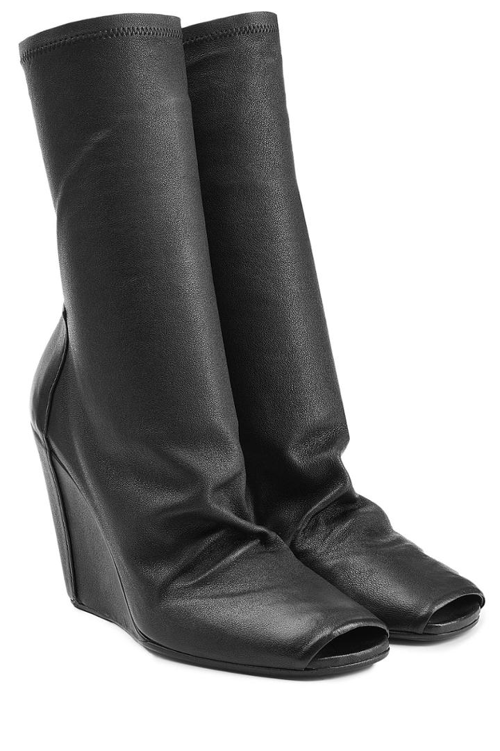 Rick Owens Rick Owens Leather Boots With Open Toe - Black