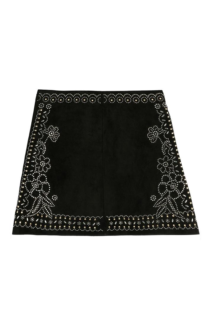 Valentino Embellished Suede Skirt