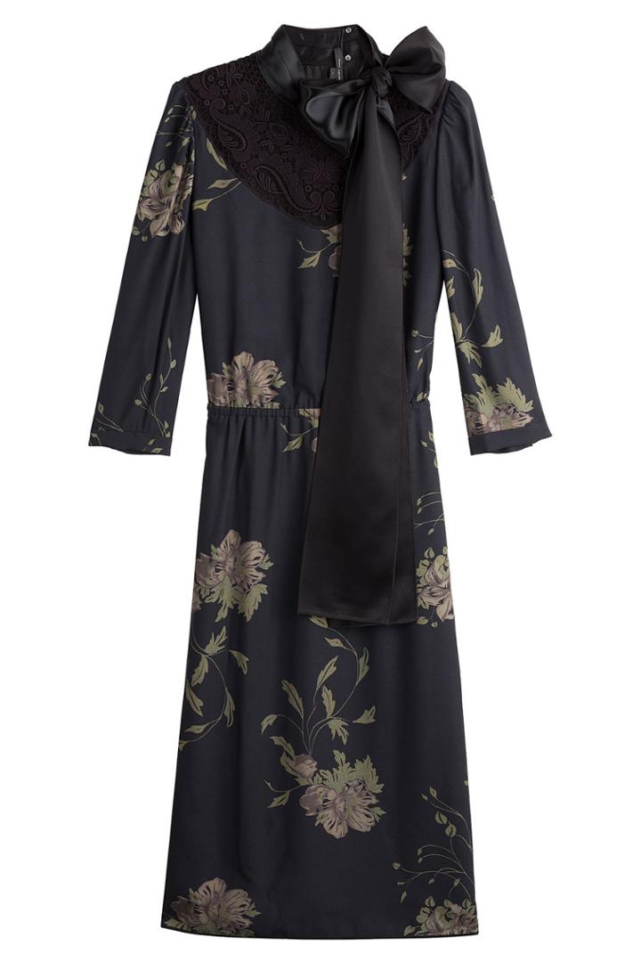 Marc Jacobs Marc Jacobs Printed Silk Dress With Lace