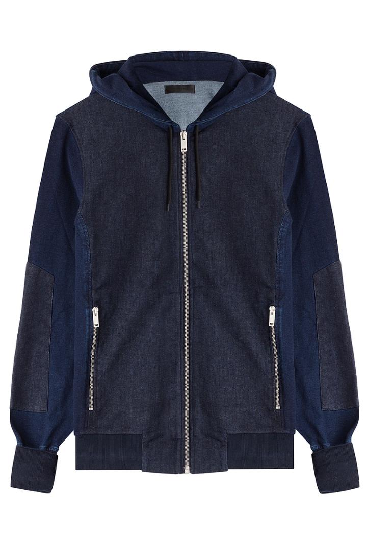 Alexander Mcqueen Alexander Mcqueen Patchwork Denim Hooded Jacket - Blue