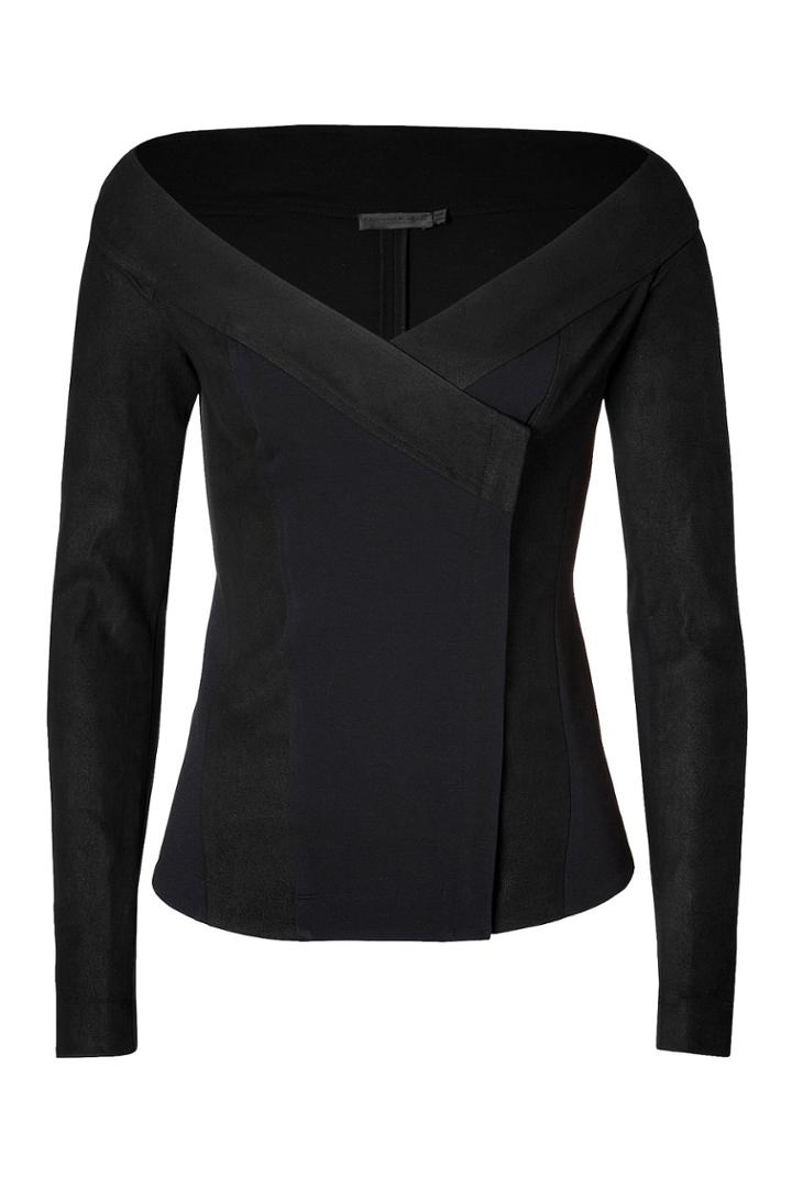 Donna Karan Donna Karan Leather Trimmed Jacket In Black
