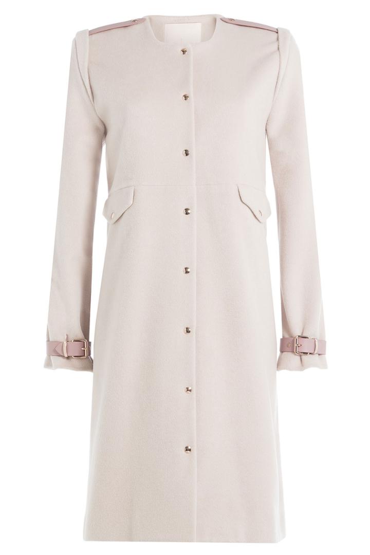 Marina Hoermanseder Marina Hoermanseder Wool-angora Blend Coat With Leather Deatils - Beige