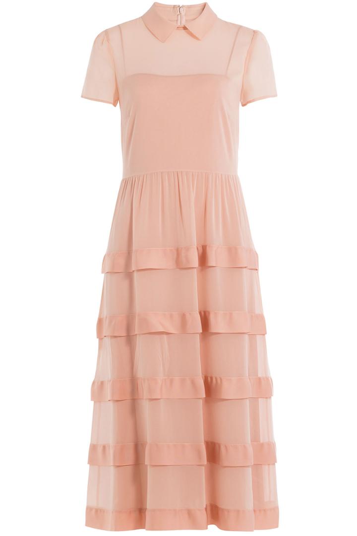 Red Valentino Red Valentino Tiered Silk Shirtdress - Rose