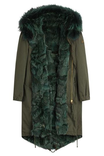 Barbed Barbed Cotton Parka With Fox Fur Lining - Green